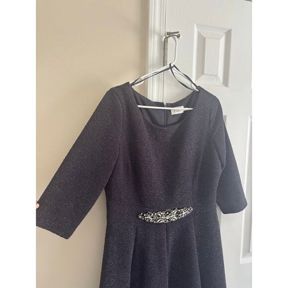 Eliza J embellished sparkle knit fit & flare dress steel grey sz 14 - Picture 3 of 12